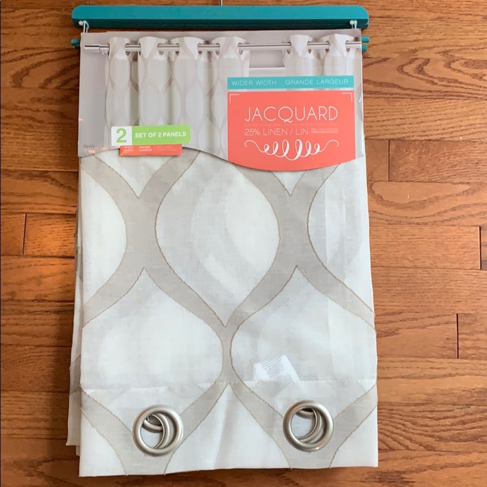 Jacquard Linen Curtain Panels x2